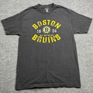 Boston Bruins Old Time Hockey T Shirt Mens L Black Distressed Graphic NHL